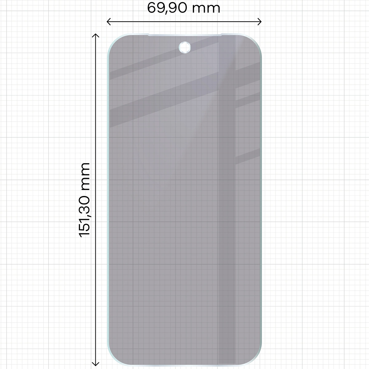 Wymiary szkła Bizon Hybrid Shadow do Pixel 9a